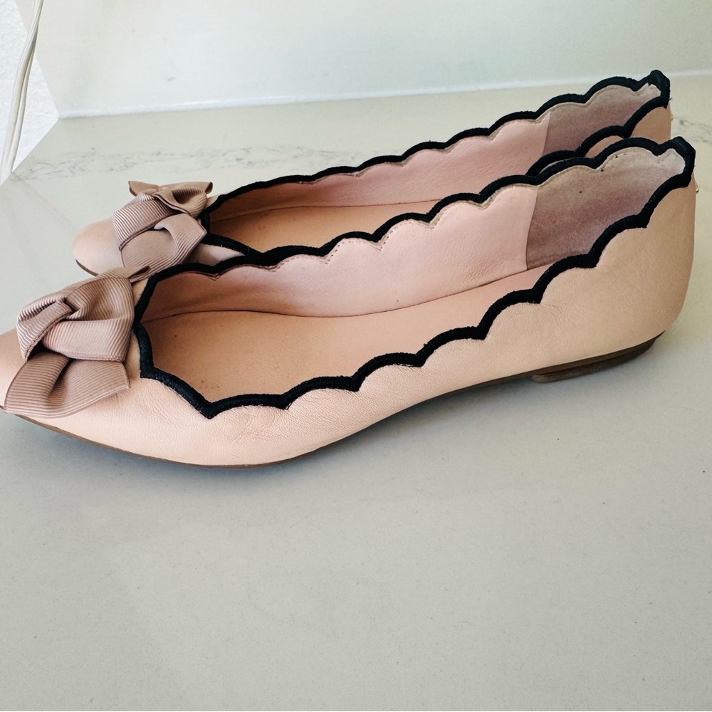 Kate Spade Blush Scalloped Flats with Bow - Size 7